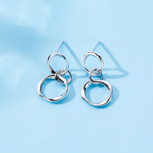 925 Sterling Silver Simple Fashion Geometric Circle Earrings