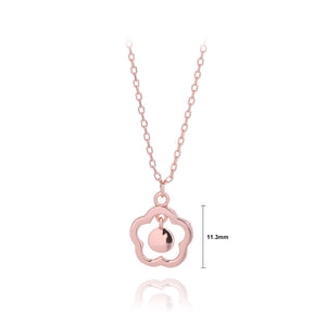 925 Sterling Silver Plated Rose Gold Fashion and Elegant Flower Pendant with Necklace