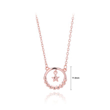 Load image into Gallery viewer, 925 Sterling Silver Plated Rose Gold Simple Fashion Star Round Pendant with Necklace