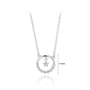 925 Sterling Silver Simple Fashion Star Round Pendant with Necklace