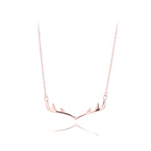 Load image into Gallery viewer, 925 Sterling Silver Plated Rose Gold Simple Temperament Antler Pendant with Necklace