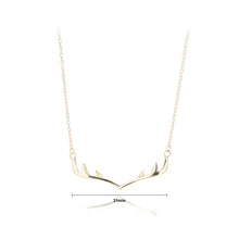 Load image into Gallery viewer, 925 Sterling Silver Plated Gold Simple Temperament Antler Pendant with Necklace