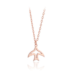 925 Sterling Silver Plated Rose Gold Fashion Simple Hollow Swallow Pendant with Necklace