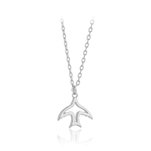 925 Sterling Silver Fashion Simple Hollow Swallow Pendant with Necklace