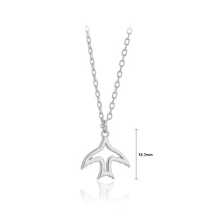 925 Sterling Silver Fashion Simple Hollow Swallow Pendant with Necklace