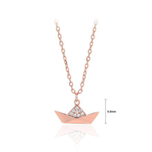 Load image into Gallery viewer, 925 Sterling Silver Plated Rose Gold Simple Fashion Boat Pendant with Cubic Zirconia and Necklace