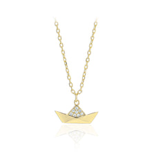 Load image into Gallery viewer, 925 Sterling Silver Plated Gold Simple Fashion Boat Pendant with Cubic Zirconia and Necklace