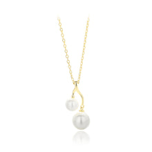 Load image into Gallery viewer, 925 Sterling Silver Plated Gold Simple and Elegant Imitation Pearl Geometric Pendant with Necklace