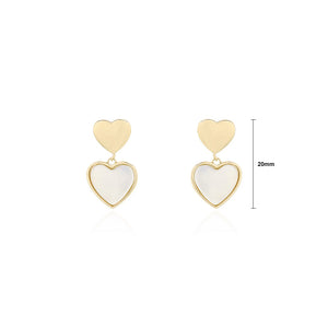 925 Sterling Silver Plated Gold Heart-shaped Shell Earrings