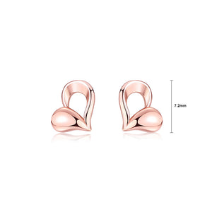 925 Sterling Silver Plated Rose Gold Simple Romantic Heart-shaped Stud Earrings