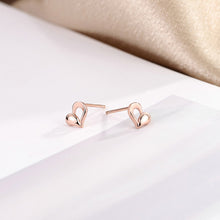 Load image into Gallery viewer, 925 Sterling Silver Plated Rose Gold Simple Romantic Heart-shaped Stud Earrings