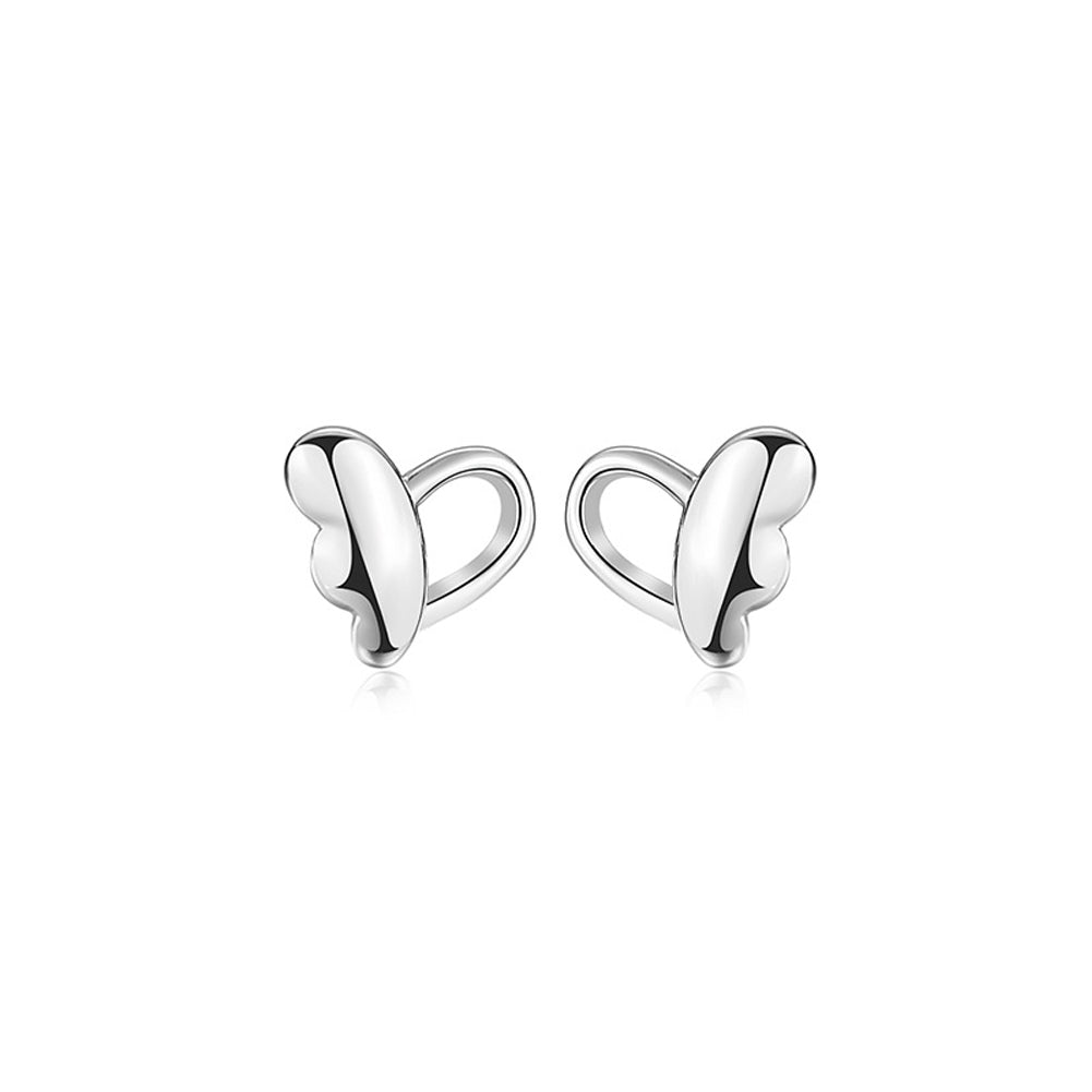 925 Sterling Silver Simple Fashion Heart-shaped Stud Earrings