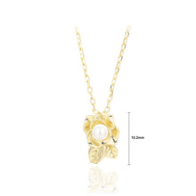 Load image into Gallery viewer, 925 Sterling Silver Plated Gold Fashion and Elegant Flower Imitation Pearl Pendant with Necklace
