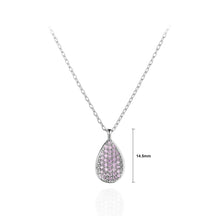 Load image into Gallery viewer, 925 Sterling Silver Fashion Simple Water Drop-shaped Pendant with Pink Cubic Zirconia and Necklace