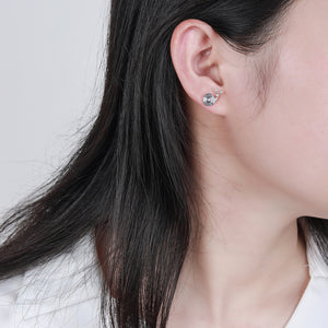 925 Sterling Silver Simple Cute Enamel Light Black Snail Stud Earrings with Cubic Zirconia