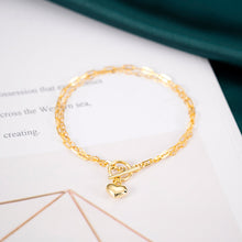 Load image into Gallery viewer, 925 Sterling Silver Plated Gold Simple Romantic Heart Bracelet
