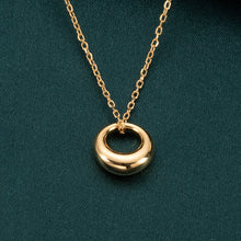 Load image into Gallery viewer, 925 Sterling Silver Plated Gold Fashion Simple Hollow Geometric Circle Pendant with Necklace