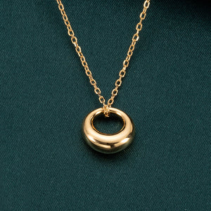 925 Sterling Silver Plated Gold Fashion Simple Hollow Geometric Circle Pendant with Necklace