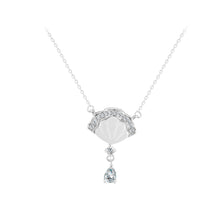 Load image into Gallery viewer, 925 Sterling Silver Fashion and Elegant Shell Fan Pendant with Cubic Zirconia and Necklace