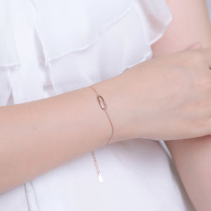 925 Sterling Silver Plated Rose Gold Simple Fashion Hollow Geometric Bracelet