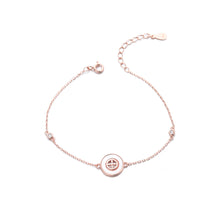 Load image into Gallery viewer, 925 Sterling Silver Plated Rose Gold Simple and Elegant Pattern Geometric Round Bracelet with Cubic Zirconia