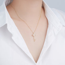 Load image into Gallery viewer, 925 Sterling Silver Plated Gold Fashion Temperament Crown Key Pendant with Cubic Zirconia and Necklace