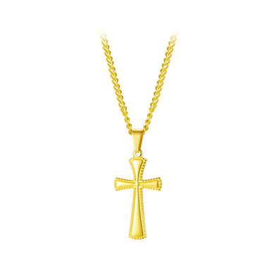 Fashion Simple Plated Gold Cross 316L Stainless Steel Pendant with Necklace