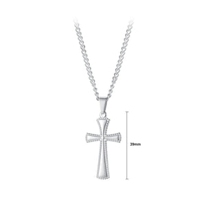 Fashion Simple Cross 316L Stainless Steel Pendant with Necklace