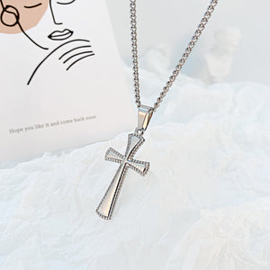 Fashion Simple Cross 316L Stainless Steel Pendant with Necklace
