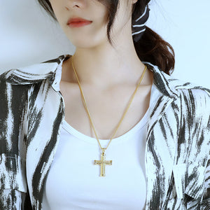 Fashion Personality Plated Gold Cross 316L Stainless Steel Pendant with Necklace
