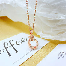 Load image into Gallery viewer, Simple Temperament Plated Rose Gold Cross Roman Numeral Geometric Round Pendant with Cubic Zirconia and 316L Stainless Steel Necklace