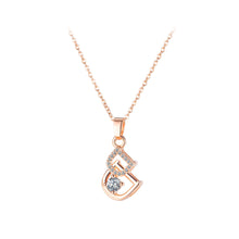Load image into Gallery viewer, Fashion and Simple Plated Rose Gold English Alphabet D Pendant with Cubic Zirconia and 316L Stainless Steel Necklace