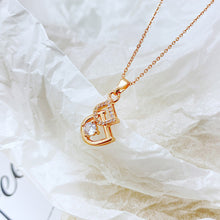 Load image into Gallery viewer, Fashion and Simple Plated Rose Gold English Alphabet D Pendant with Cubic Zirconia and 316L Stainless Steel Necklace