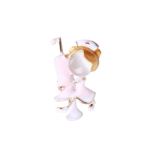 Fashion and Elegant Plated Gold Enamel Pink White Angel Opal Brooch