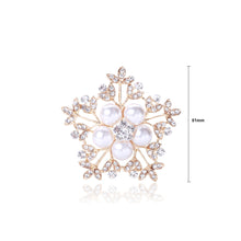 Load image into Gallery viewer, Fashion and Elegant Plated Gold Snowflake Imitation Pearl Brooch with Cubic Zirconia
