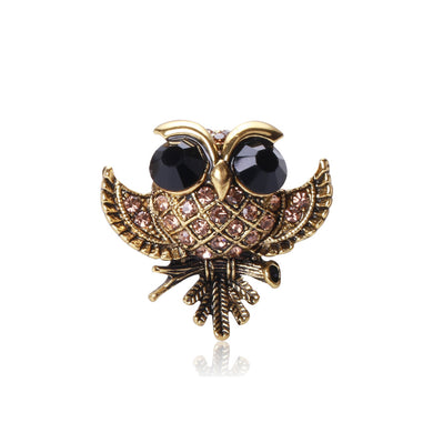 Fashion Simple Plated Gold Owl Brooch with Cubic Zirconia