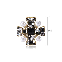 Load image into Gallery viewer, Fashion Vintage Plated Gold Cross Imitation Pearl Brooch with Cubic Zirconia