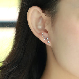 925 Sterling Silver Fashion Creative Big Dipper Asymmetrical Stud Earrings with Cubic Zirconia