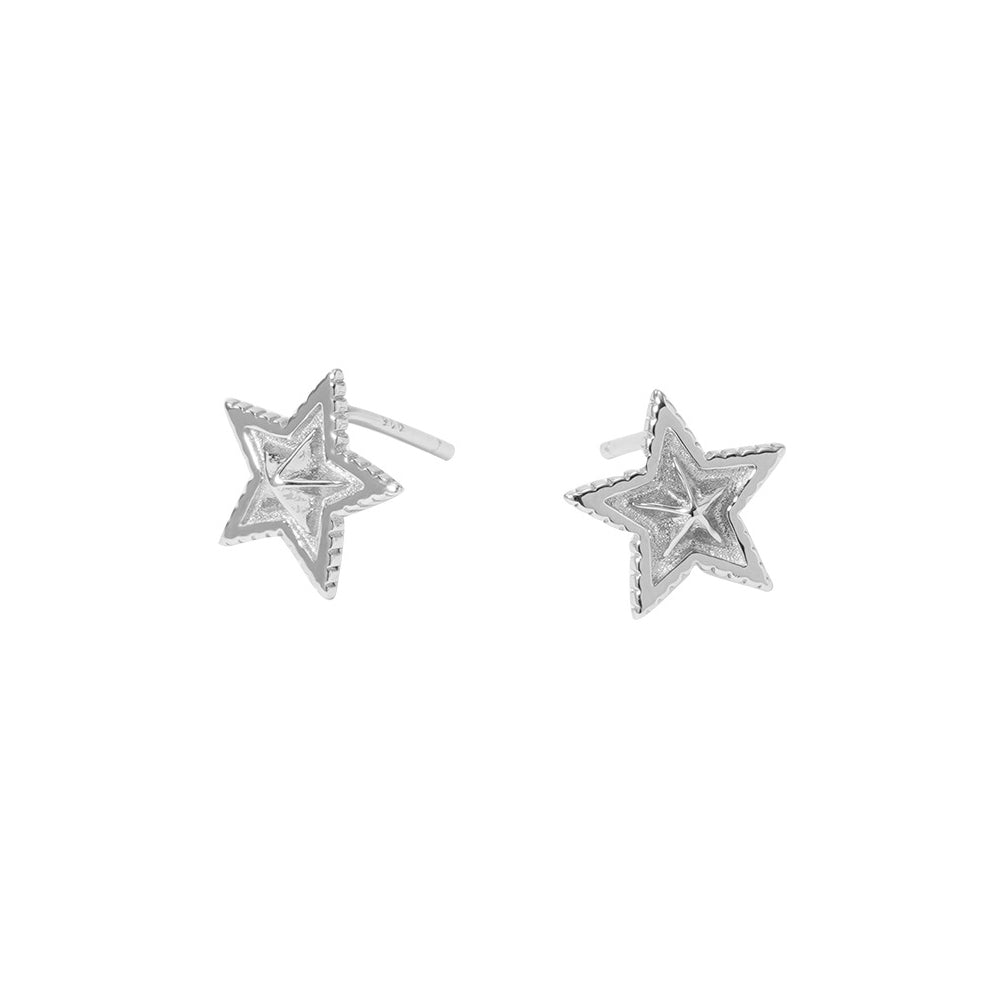 925 Sterling Silver Simple Fashion Star Stud Earrings