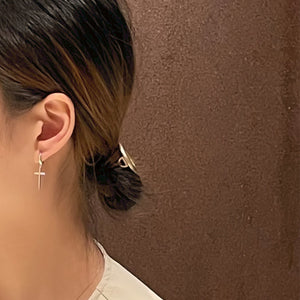925 Sterling Silver Simple Classic Cross Geometric Circle Stud Earrings