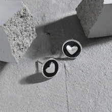 Load image into Gallery viewer, 925 Sterling Silver Simple Fashion Heart-shaped Enamel Geometric Round Stud Earrings