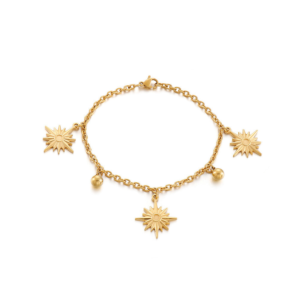 Simple Personality Plated Gold Eight-pointed Star 316L Stainless Steel Bracelet