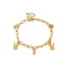 Load image into Gallery viewer, Simple and Cute Plated Gold Rabbit Round Bead 316L Stainless Steel Anklet