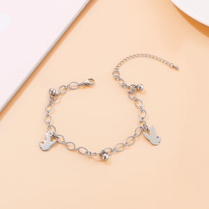 Simple and Cute Rabbit Round Bead 316L Stainless Steel Anklet