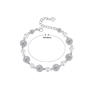 Fashion and Elegant Geometric Round Imitation Pearl Bracelet with Cubic Zirconia