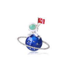 Load image into Gallery viewer, Fashion Creative Enamel Planet Astronaut Brooch with Cubic Zirconia