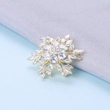 Load image into Gallery viewer, Fashion Bright Plated Gold Snowflake Brooch with Cubic Zirconia