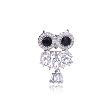 Simple and Cute Owl Brooch with Cubic Zirconia