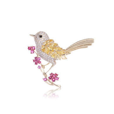 Fashion and Simple Plated Gold Bird Brooch with Cubic Zirconia