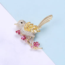 Load image into Gallery viewer, Fashion and Simple Plated Gold Bird Brooch with Cubic Zirconia